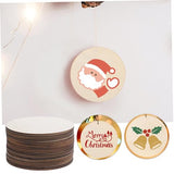 Tofficu 20pcs DIY Graffiti Wood Chips Christmas Decor Wooden Plate Decoupage Paper Round Cutout Tiles Unfinished Wood Circles Unfinished Wooden Board Tofficu