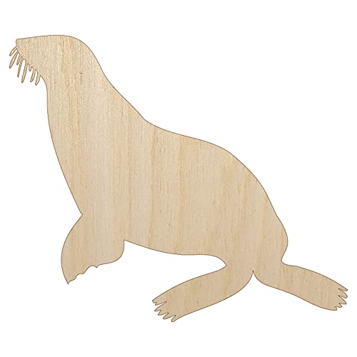 Sea Lion Solid Unfinished Wood Shape Piece Cutout for DIY Craft Projects - 1/4 Inch Thick - 4.70 Inch Size Sniggle Sloth