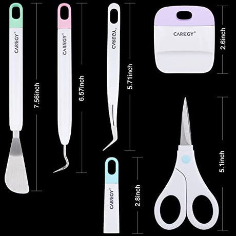 CAREGY Craft Vinyl Weeding Tools Set, Precision Craft Vinyl Tools Kit, Weeding Kits for Cricut/Silhouette/Siser/Oracal 631 651 751 Vinyl CAREGY