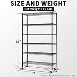 HCY Garage Shelving, 82x48x18 Metal Shelves 6 Tier Wire Shelving Unit Adjustable Heavy Duty Sturdy Steel Shelving with Casters for Pantry Garage HCY