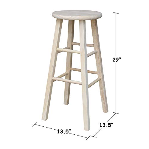IC International Concepts International Concepts Round Top Stool-29 Seat Height, Unfinished Stool, 29-inch IC International Concepts