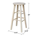 IC International Concepts International Concepts Round Top Stool-29 Seat Height, Unfinished Stool, 29-inch IC International Concepts