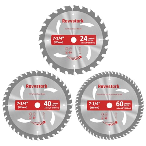 3-Pack Combo 7-1/4 Inch 24T&40T&60T with 5/8 Inch Arbor, Carbide 24T Framing, 40T Ripping & Crosscutting, 60T Finish Carbide Circular Saw Blade for