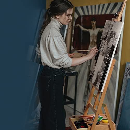 ARTIFY Large Wooden H-Frame Studio Easel with Artist Storage Drawer and Shelf, Sturdy Beechwood Canvas Holder Stand, Adjustable to 75" High ARTIFY art supplies