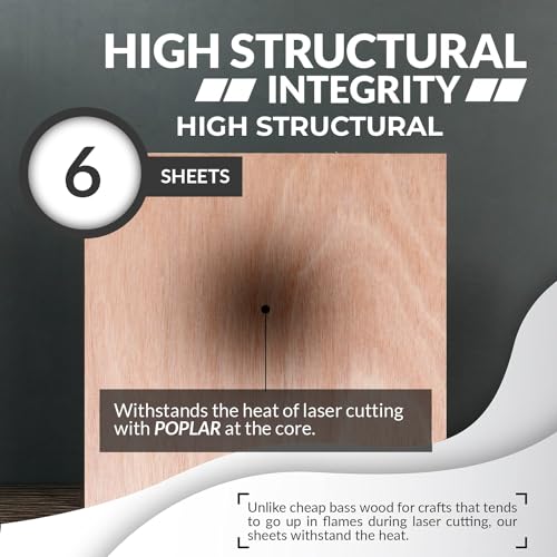 Mahogany Basswood Sheets for Crafts 1/8 inch, 3mm Plywood Sheets for Laser Cutting & Engraving, Wood Burning, Architectural Models, Drawing - 6 Pack SS Custom Products
