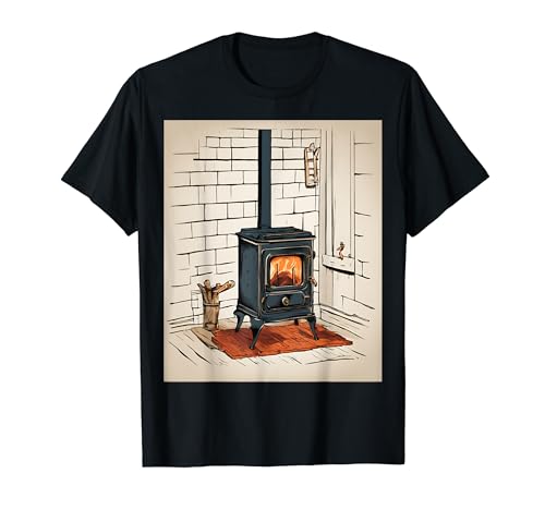 Classic Wood-burning Stove Vintage Warmth Graphic T-Shirt - WoodArtSupply