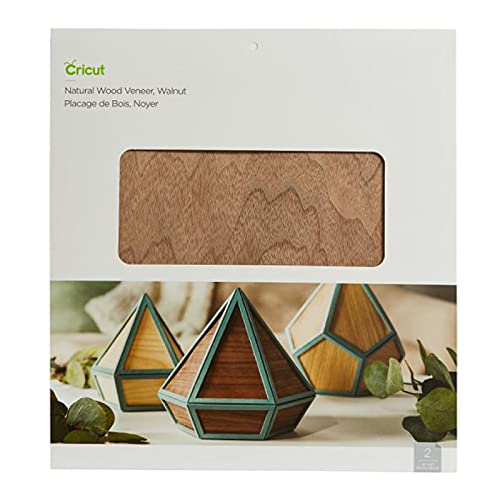 Cricut Natural Wood Veneer | Walnut | 30.5cm x 30.5cm (12" x 12") | 2-Pack Explore and Maker Machines. Requires Deep-Point Blade, Brown, (2007069) Cricut