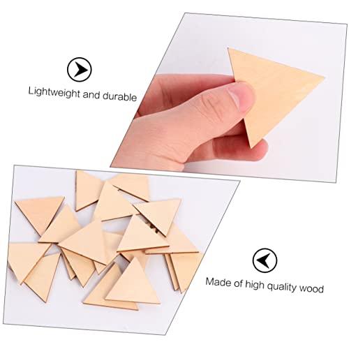 COHEALI 60pcs Triangular Wood Chips Natural Wood Triangles Wood Shapes Unfinished Wood Crafts Wooden Craft Shapes Wood Round Handmade Gifts Wooden COHEALI
