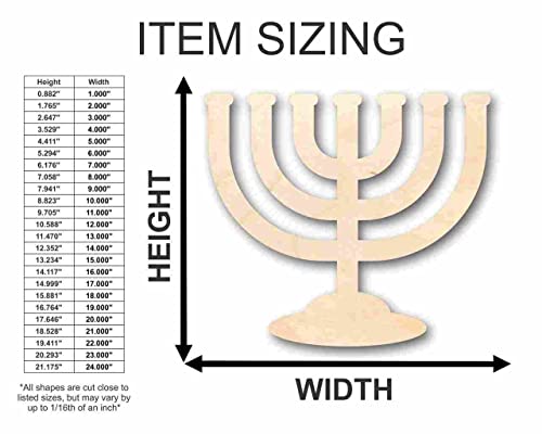 Unfinished Wood Menorah Shape - Hanukkah - Craft - up to 24" DIY 18" / 1/2" 24 Hour Crafts