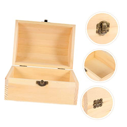 1pc Pirate Treasure Chest Wooden Box Unfinished Treasure Chest Treasure Trinket Box Wood Pirate Chest Clear Stand Treasure Chest for Kids Earring - WoodArtSupply