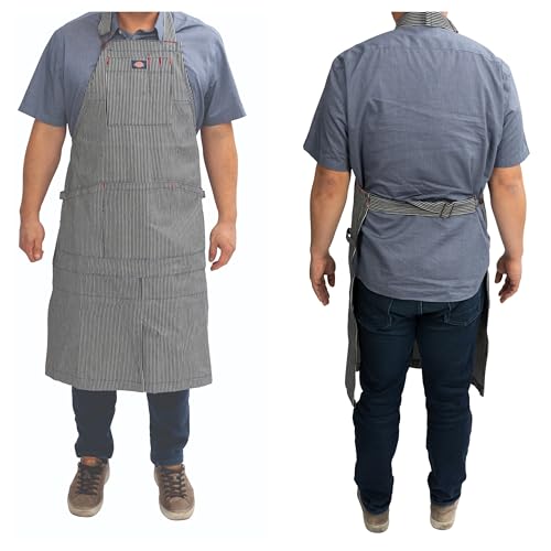 Dickies 6-Pocket Chef and Workshop Apron, Durable Canvas Construction, One Size, Hickory Stripe Pattern, Blue and White (57150) Dickies