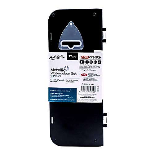 MONT MARTE Metallic Watercolor Set, Pearl Paint, 17 Piece, 16 Vibrant Colors, 1 Paint Brush MONT MARTE