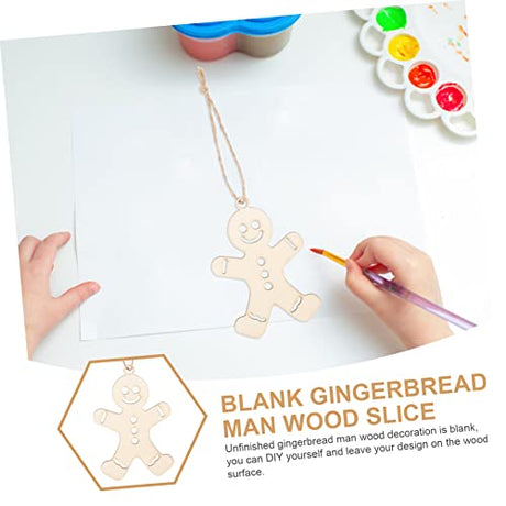 NOLITOY 300 Pcs Wooden Gingerbread Man Hanging Ornament Gingerbread Craft Christmas Gingerbread Ornament Unfinished Wood Shapes Gingerbread Man NOLITOY