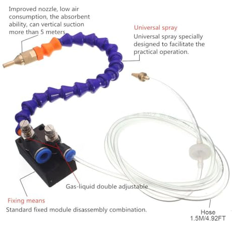 OriGlam Mist Coolant Lubrication Spray System for Metal Cutting Engraving Cooling Sprayer Machine for Air Pipe CNC Lathe Milling Drill OriGlam