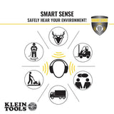 Klein Tools AESEM1S Smart Sense Electronic Hearing Protection Safety Earmuff with Bluetooth & Situational Awareness, NRR 23dB, 25hr Runtime Klein Tools