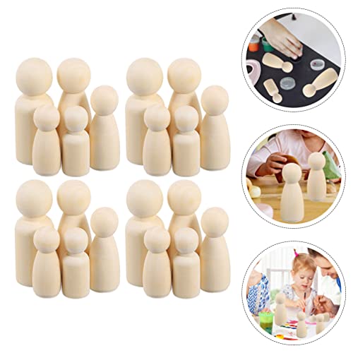 Toyvian 50pcs White Embryo Wood Doll Peg Doll Kit Unfinished Peg Dolls Wood Peg Dolls Natural Wooden Mushroom Kids Glass Mushroom Painting Puppets Toyvian