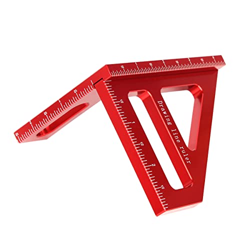 KETIPED Imperial 3D Multi-Angle Measuring Ruler,45/90 Degree Aluminum Alloy Woodworking Square Protractor, Miter Triangle Ruler High Precision Layout - WoodArtSupply