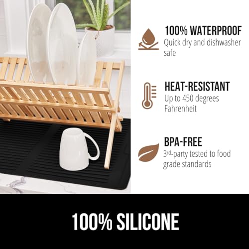 Gorilla Grip 100% BPA-Free Silicone Dish Drying Mat for Kitchen Counter, Slip Resistant Dishwashing Mat, Quick Dry, Heat Resistant Waterproof Sink - WoodArtSupply