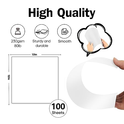 White Cardstock 12x12-100 Sheets Cardstock Paper, Goefun 80lb White Card Stock Paper for Card Making, Cricut, Crafting, Scrapbook, Photo Albums Goefun
