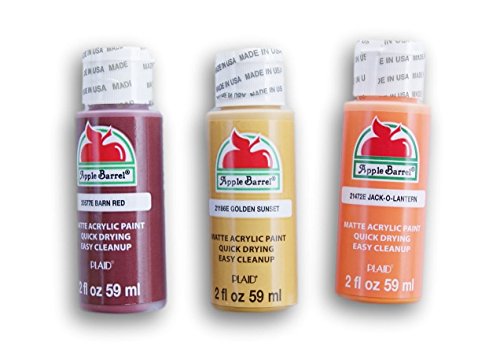 Apple Barrel Fall Themed Acrylic Paint Set - Barn Red, Golden Sunset, and Jack-o-Lantern (2 oz each) Apple Barrel