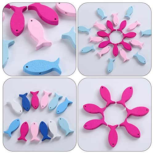 SEWACC 100pcs Fish Wood DIY Crafts Cutouts Wooden Fish Shaped Hanging Ornaments Unfinished Wood Signs Sea Animals Ornaments for Wedding Birthday SEWACC