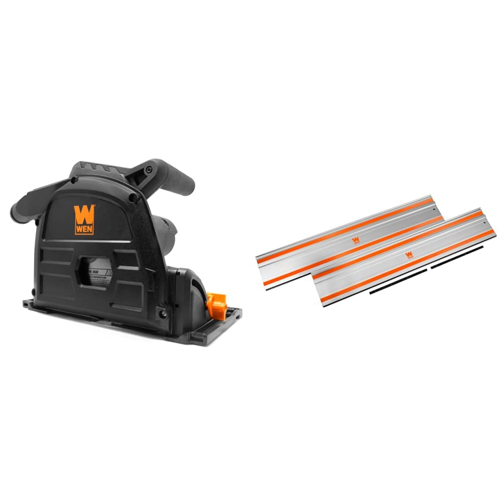 WEN Plunge Cut Circular Saw Bundle with 100-Inch Track Saw Guide Rail and Adapters - WoodArtSupply