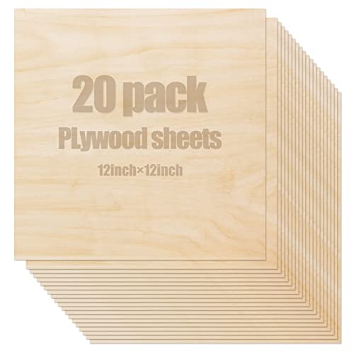 20 Pack Basswood Sheets for Crafts - 12 x 12 x 1/16 Inch - Wood Sheets Plywood Sheets with Smooth Surfaces - Crafts Wood Perfect for Architectural - WoodArtSupply