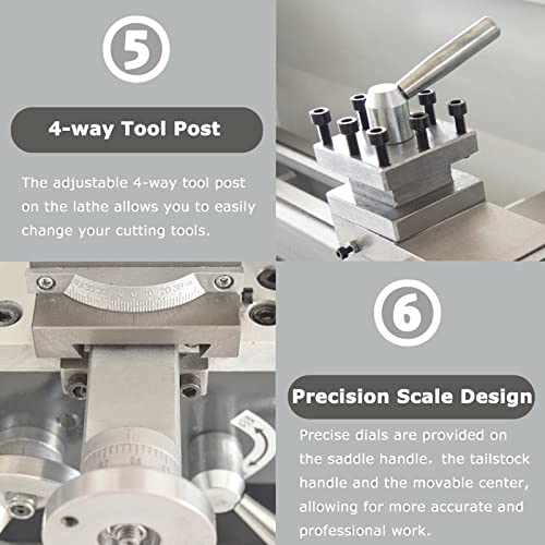 INTSUPERMAI Metal Lathe 8"X24" Mini Metal Lathe 1100W Benchtop Metal Lathe Inch Thread Wood Metal Lathe Variable Speed Lathe