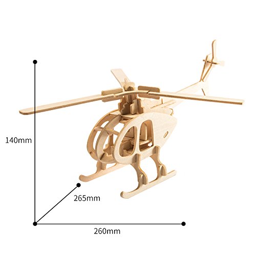 3D Wooden Puzzle Helicopter Model Creative Puzzle Model Kits DIY Toys 32-Piece Build Car Kit - WoodArtSupply