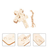 Sewroro 50 Sets Unfinished Wood Cutout DIY Cross Shaped Wood Pieces Blank Wood Cross with Hemp Ropes for DIY Projects Crafts Xmas Tree Hanging Sewroro