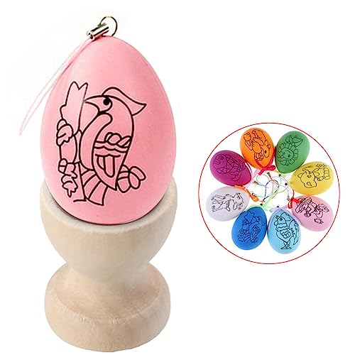 Kisangel 10pcs Unfinished Wood Easter Egg Stand Wooden Egg Cup Holders Easter Egg Holders for Diy Easter Decoration(Wooden Egg Tray) Kisangel