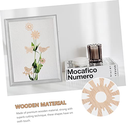 Anneome 100pcs Pieces Wood Cutouts to Paint Wood Beads for Crafts Unfinished Wood Cutouts DIY Christmas Ornaments Wood Bird Flowers Shaped Wood Craft Anneome