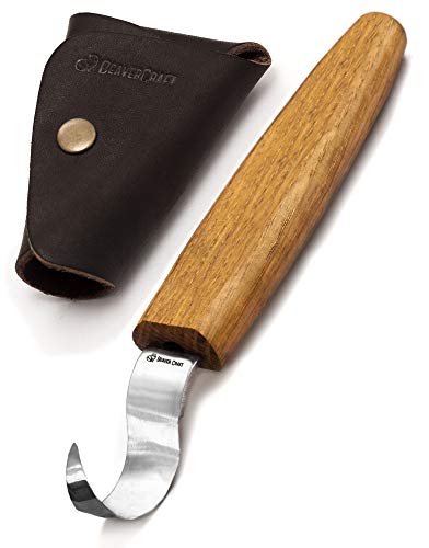 BeaverCraft Hook Knife Wood Carving SK1S Spoon Carving Knife with Leather Sheath - Wood Carving Hook Knife - Spoon Bowl Carving Tools - Wood Carving - WoodArtSupply