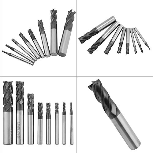 8pcs 2-12mm CNC Square Nose End Mills Set, Tungsten Carbide End Mill Bits, 4 Flutes Carbide End Mill Set Tungsten Steel Milling Cutter Tool Kit for ANKROYU