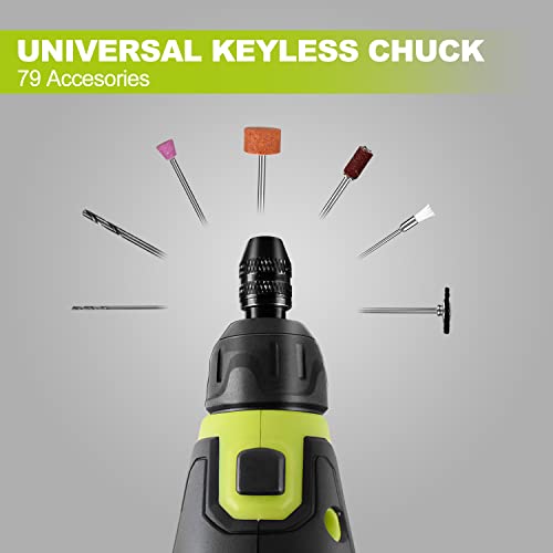 12V Cordless Rotary Tool Kit, 7 speeds, 77 Accessories, 2 attachments, Flex Shaft, Universal keyless chuck,1 hour Quick Charging, for Cutting, SnapFresh