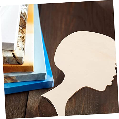 SEWACC 10pcs Painting Wood Chips Wooden Template Head Woman Silhouette Wood Head African Girl Wooden Slices Wood Cutout DIY Wood Cutout Crafts Wood SEWACC
