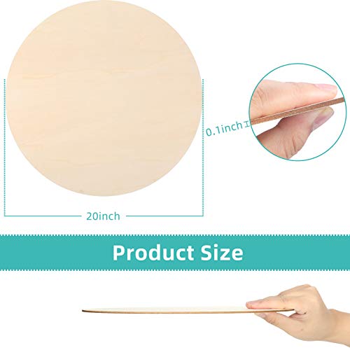 20 Inch Round Wood Circles Unfinished Wood Cutout for Craft Door Hanger Christmas Decorations, and Painting (2 Pieces) Jetec