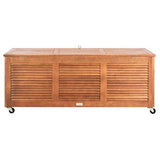 Safavieh PAT7038A Outdoor Collection Elina Teak 47.2" Cushion Deck Box, Natural Safavieh
