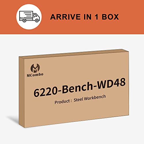 MCombo 48" Adjustable Workbench with Oak Wood Top, Overall Steel Frame Worktable for Garage, Workstation for Workshop and Home Improvement WD48 MCombo