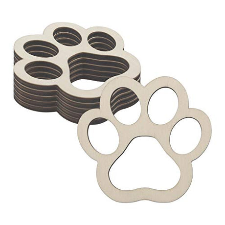 JANOU 6pcs Big Paw Shaped Wooden Cutouts Dog Cat Claws Cutouts Unfinished Wood Pet Paw Wood DIY Craft Embellishments Gift Ornaments Decoration, JANOU