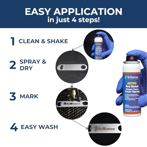 Brilliance Laser Inks 2 Oz Aerosol Red (Copper Tone) Laser Marking Spray for High Contrast Metals Mark | Permanent Durable Metal Ink for Fiber, YAG, Brilliance Laser Inks