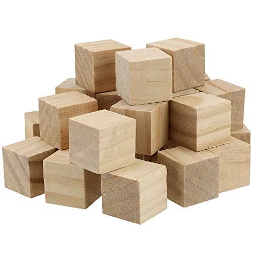 KEILEOHO 100 PCS 1.25 Inch Small Wooden Blocks, Unfinished Wooden Cubes, Solid Blank Square Blocks for Crafts, Painting, Puzzle Making, Decorating, KEILEOHO