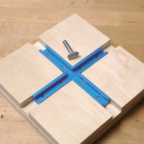 Rockler T Track Intersection Kit - 4 Pieces of 3” Table Saw T Track Intersection Kit – Aluminum Track Cut at 900 – Slide Your Jig, Fixtures in All ROCKLER