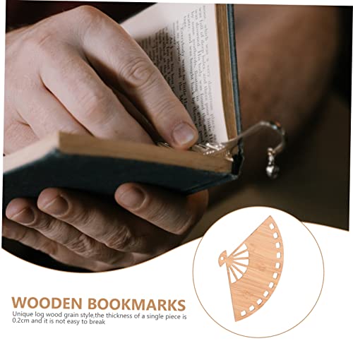Operitacx 6pcs Blank Bamboo Bookmark Unfinished Hanging Tag Fan Shaped Bookmarks Gift Tags Unfinished Gifts Tags DIY Craft Bookmark Tag Blank Craft Operitacx