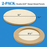 Falling in Art Unfinished Round Birch Wood Canvas Panels Kit, Falling in Art 2 Pack of 12’’ Studio 3/4’’ Deep Cradle Boards for Pouring Art, Crafts, Falling in Art