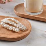 Eiyye Mini Serving Tray Small Wooden Plate Oval Wood Tray, Set of 2 Wooden Snack Tray Dessert Tableware Decorative Tray for Jewellery Key Coin Eiyye