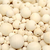 150Pcs Unfinished Wood Beads Bulk with Large Holes for Crafts, 18mm Natural Round Wooden Beads with 10m Jute Rope Beads Needle for Garland Jewelry SMANTA