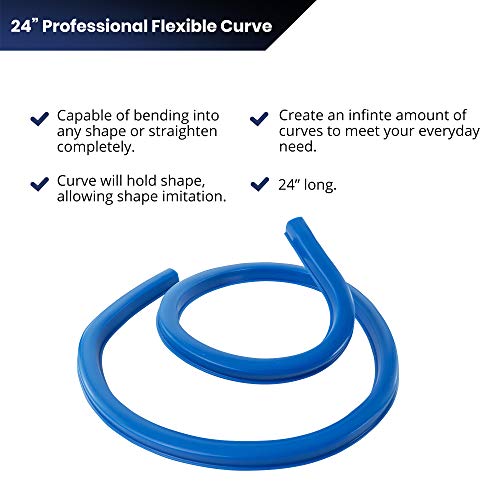 Pacific Arc Flexible Curve 24" with Inking Edge, for Drawing, Pattern Making, Engineering, Stencil Making - WoodArtSupply