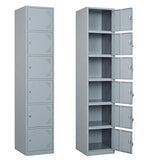 Yizosh Metal Locker with 6 Doors, Tall Steel Storage Lockers for Employees - 71" Locker Storage Cabinets for School, Gym, Home, Office, Garage (Grey) Yizosh