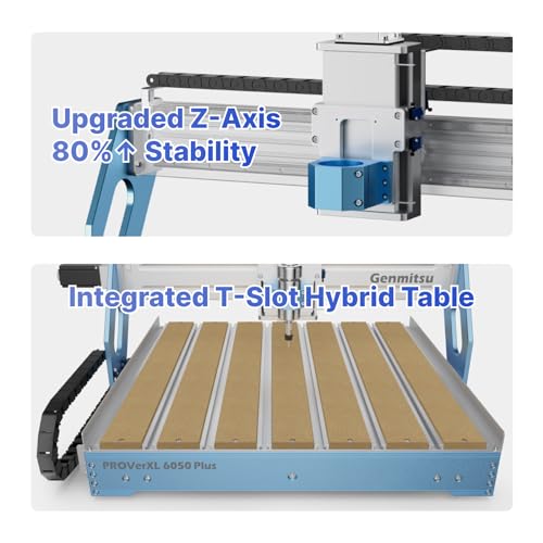 Genmitsu CNC Machine PROVerXL 6050 Plus for Metal Wood Acrylic MDF Carving, GRBL Control, 3 Axis Milling CNC Router Machine, Hybrid Table, Working Genmitsu
